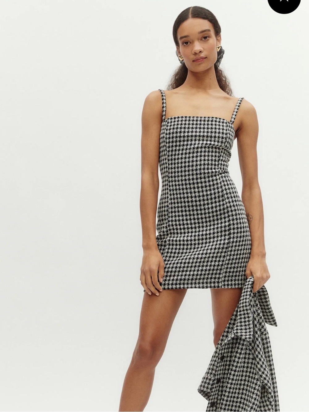 Reformation Taren Dress in Houndstooth, Size 8 (Altered from Size 10)